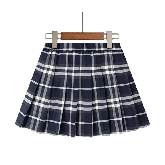 OOOUM Pleated Plaid Skirts For Girls Cassic Versatile A Line Short Skirts Children Basic Stylish Casual Outfits White 2-3 Years