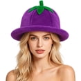 thumbnail image 1 of OOOUM Plush Funny Hat For Adults Fruits Shape Scalloped Brim Party Hat Holiday Gathering Festive Plush Hat Purple, 1 of 6