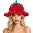 thumbnail image 1 of OOOUM Plush Funny Hat For Adults Fruits Shape Scalloped Brim Party Hat Holiday Gathering Festive Plush Hat Red, 1 of 6