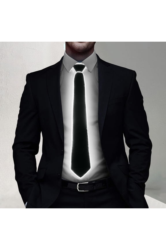 Pre-Tied Light Up Neckties Led Party Supplies Glow In The Dark Adjustable For Men White
