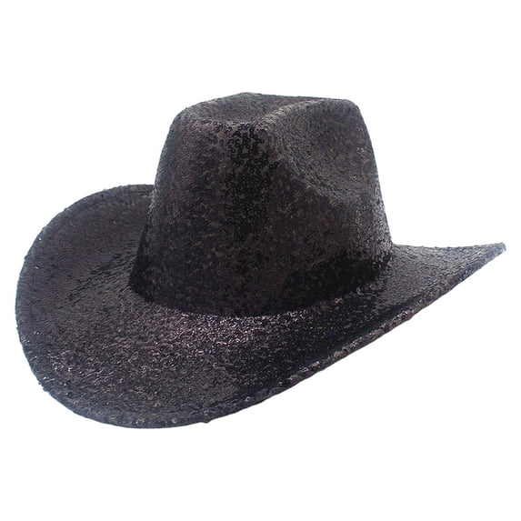 OOOUM Sequin Cowboy Hat For Men Women Sparkle Wave Pattern Party Hat Festival Music Event Cowgirl Hat Black
