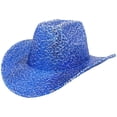 thumbnail image 1 of OOOUM Sequin Cowboy Hat For Men Women Sparkle Wave Pattern Party Hat Festival Music Event Cowgirl Hat Blue, 1 of 4