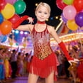 thumbnail image 1 of OOOUM Shine Girls Performance Party Dress Sequin Appliques Tassel Dance Dresses Kids Stage Performance Outfits Sets Red 10-11 Years, 1 of 4