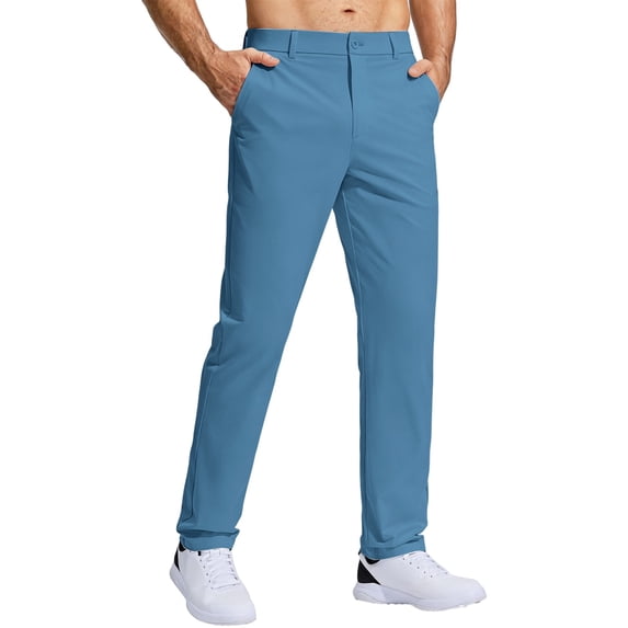 OOOUM Stretch Golf Pants for Men High Waisted Straight Leg Dress pants with Pockets Slim Fit Casual Work pants Blue XXXXXL