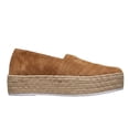 thumbnail image 1 of OOOUM Suede Loafers For Women Round Toe Slip On Platform Espadrille Loafers Woven Sole Casual Daily Shoes Brown US:7, 1 of 8