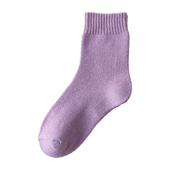 OOOUM Thick Crew Socks For Women Warm Knit Mid Calf Socks Vintage Winner Ankle Socks Purple