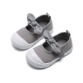 thumbnail image 1 of OOOUM Toddler Baby Canvas Sneakers Fashionable Cute Bow Strap Mary Jane Flats Hook&Loop Closure Casual Flats Shoes Grey US:8.5/2.5-3 Years, 1 of 2