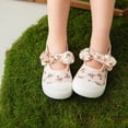thumbnail image 1 of OOOUM Toddler Baby Canvas Sneakers Fashionable Cute Bow Strap Mary Jane Flats Hook&Loop Closure Casual Flats Shoes Light Pink US:6.5/15-18 Months, 1 of 3