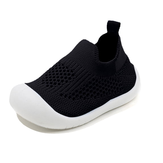 OOOUM Toddler Knit Slip On Walking Shoes Light Flexible Pre Walker Sock Sneakers Non Slip Indoor Outdoor Baby Daily Casual Footwear Black