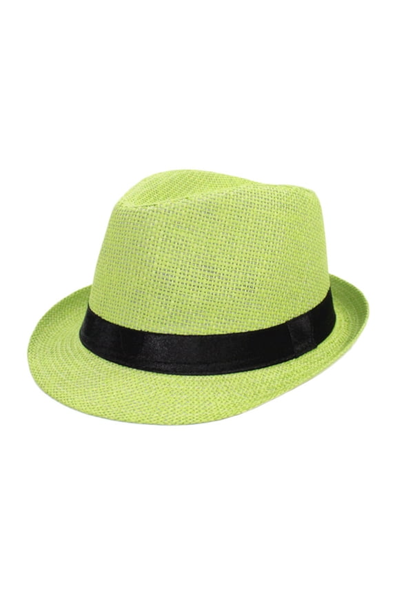 Unisex Bright Fedora Hats Short Brim Floppy Panama Hat Elegant Vintage Summer Sun Hats Green