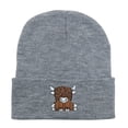 thumbnail image 1 of OOOUM Unisex Highland Cow Embroidered Knit Beanie Soft Stretchy Warm Winter Skull Cap Outdoor Daily Casual Hat For Men Women Light Gray, 1 of 2