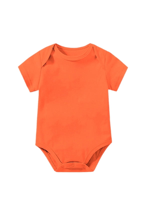 Unisex Infant Solid Short Sleeve Bodysuit Snap Crotch Bright Color Onesie Soft Smooth Knit Basic Undershirt Orange 0-3 Months