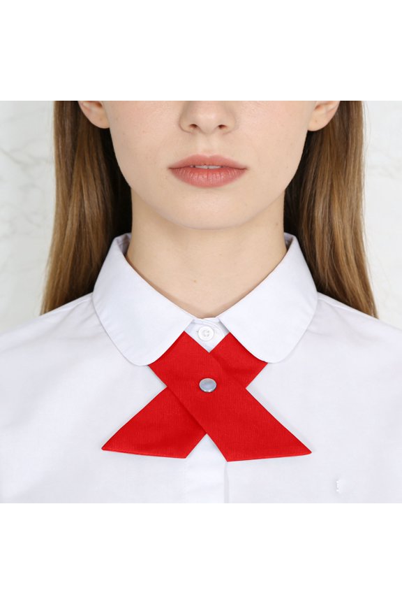 Unisex Pre-Tied Cross Neck Tie Smooth Soft Woven Shirt Collar Tie Satin Adjustable Buckle Solid Color Ties RD1