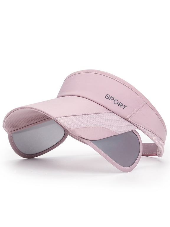 Unisex Sports Visor Solid Color Adjustable Empty Top Cap Visor Ponytail Breathable Lightweight Sun Hats Pink