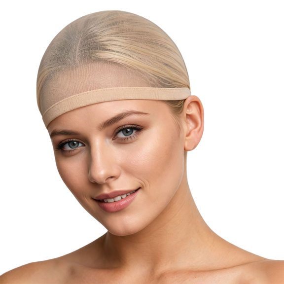 OOOUM Unisex Ultra Invisible Hair Net Cap Elastic Mesh Wig Liner Breathable Stretch Hair Snood For Cosplay Wig Fixing Daily Hair Cover Beige