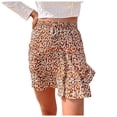 thumbnail image 1 of OOOUM Women Floral Mini Skirt Elastic High Waist Drawstring Tiered Ruffle Flowy A Line Summer Beach Casual Short Skirt Red L, 1 of 5