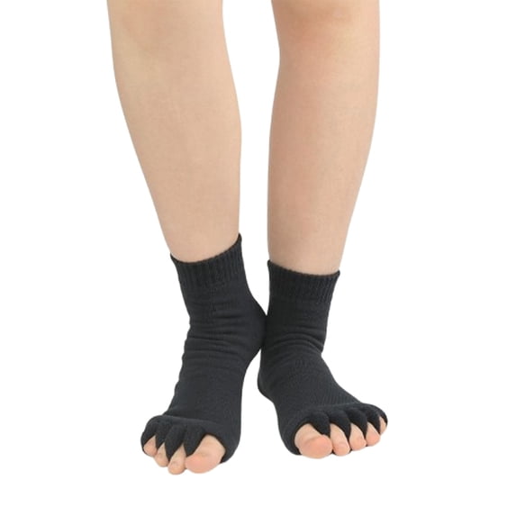 OOOUM Women Open Toe Five Separator Split Toe Ankle Socks Soft Stretch Breathable Knit Solid Color Non Socks Yoga Pilates Fitness Socks Gray