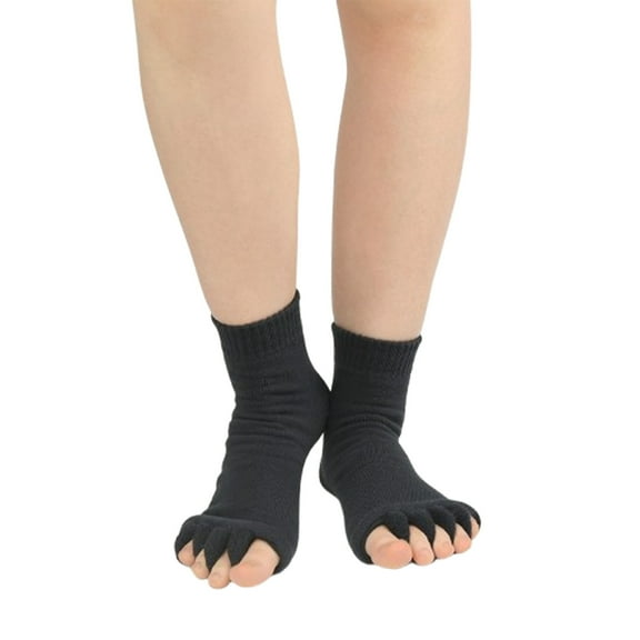 OOOUM Women Open Toe Five Separator Split Toe Ankle Socks Soft Stretch Breathable Knit Solid Color Non Socks Yoga Pilates Fitness Socks Gray