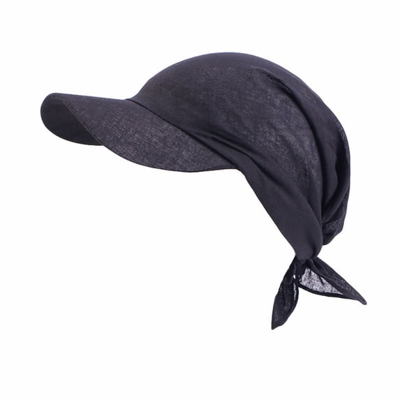 OOOUM Women Solid Bandana Visor Wide Brim Soft Stretch Lightweight Sun Wrap Breathable Beach Outdoor Casual Headwear Black