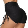 thumbnail image 1 of OOOUM Women Textured Yoga Shorts Adjustable Side Drawstring Ruched Tight High Waist Shorts Stretch Workout Running Booty Shorts Black S, 1 of 3