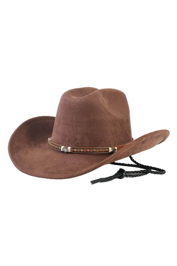 Women Western Cowboy Hat Wide Floppy Brim Woven Uv Protection Straw Cap Solid Color Lightweight Foldable Sun Hat Coffee One Size