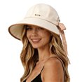thumbnail image 1 of OOOUM Women Wide Brim Sun Hat Back Bow Decor Ponytail Friendly Lightweight Adjustable Outdoor Travel Beach Fisherman Hat Beige, 1 of 3