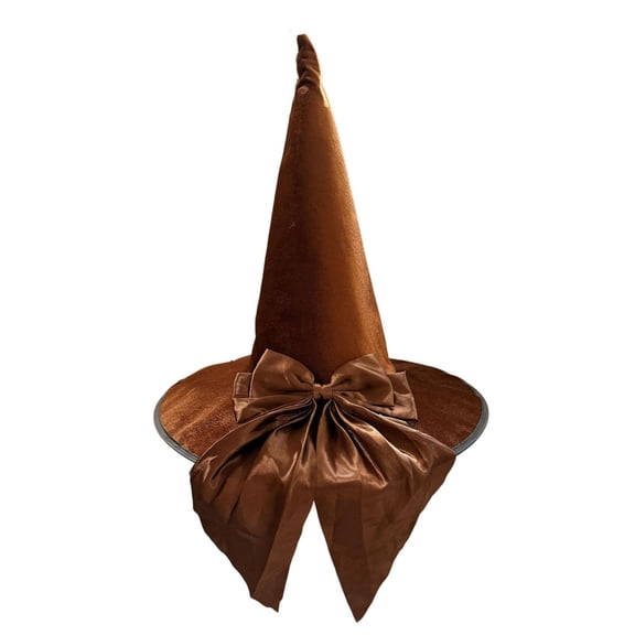 OOOUM Women's Halloween Witch Hat Pointed Wide Brim Party Hat with Bow Accent Masquerade Dress Hat for Adults