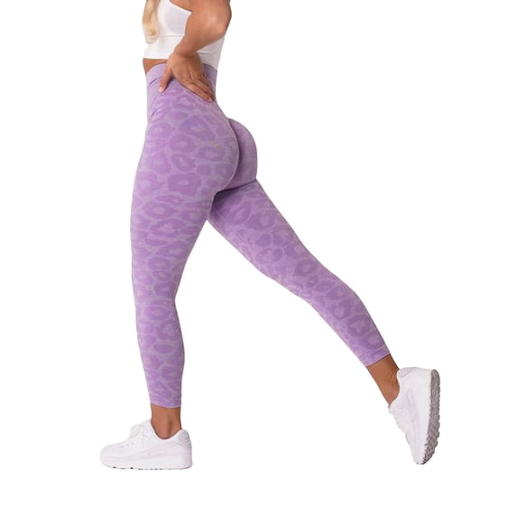 OOOUM Women's Leopard Print Yoga Pants High Waisted Tight Fit Leggings Stretchy Seamless Workout Pants,S