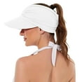 thumbnail image 1 of OOOUM Womens Ruched Sun Visor Empty Top Wide Brim Ponytail Visor Hats Uv Protection Summer Outdoor Casual Hats White, 1 of 6
