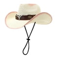 thumbnail image 1 of OOOUM Woven Straw Cowboy Hat For Men Women Leather Band Western Hat Fashion Party Cowgirl Hat One Size, 1 of 3