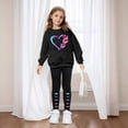 thumbnail image 1 of OOOUM girls 2 Piece Athletic Outfits Set Long Sleeve Hoodie And Leggings girls Outdoor Activities clothes sets Black 4-5 Years, 1 of 8
