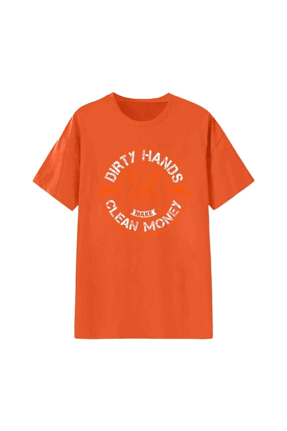 unisex short sleeve T-shirt Graphic Modest crewneck shirt tops Comfort Modern Fit Basic Tees Orange L