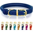 thumbnail image 1 of OOPSDOGGY Rolled Leather Dog Collar Reflective Soft Padded Pet Collar for Small Medium Large Breed Dogs Adjustable, Blue, 1 of 6