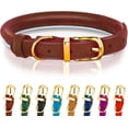 thumbnail image 1 of OOPSDOGGY Rolled Leather Dog Collar Reflective Soft Padded Pet Collar for Small Medium Large Breed Dogs Adjustable, Brown, 1 of 6