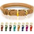 thumbnail image 1 of OOPSDOGGY Rolled Leather Dog Collar Reflective Soft Padded Pet Collar for Small Medium Large Breed Dogs Adjustable, Camel, 1 of 6