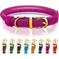 thumbnail image 1 of OOPSDOGGY Rolled Leather Dog Collar Reflective Soft Padded Pet Collar for Small Medium Large Breed Dogs Adjustable, Pink, 1 of 6