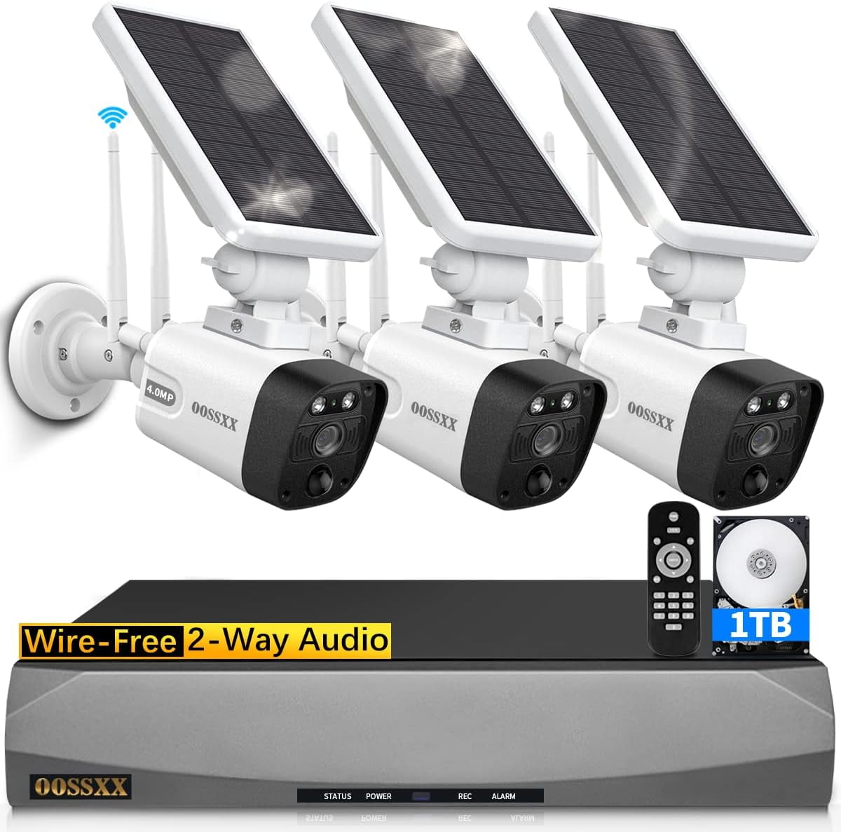 OOSSXX (100 WireFree Wireless Solar Cameras) 2Way Audio, PIR