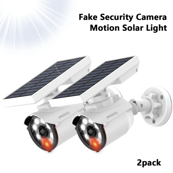 OOSSXX 2 Packs Fake Outdoor Cameras With Motion Light Motion Sensor,Floodlights Spot Lighting