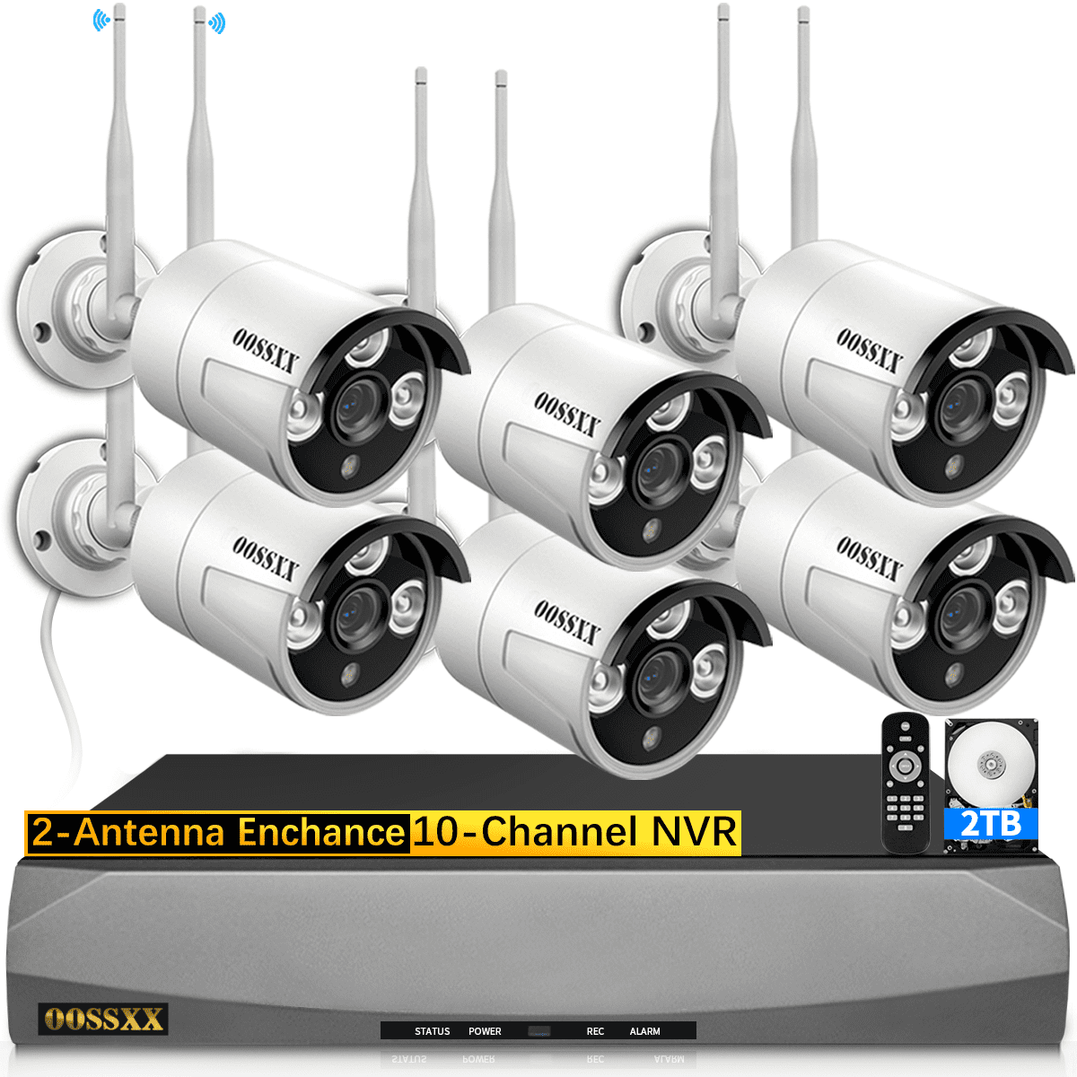 OOSSXX 3.0MP Wireless Security Camera System, 6Channel Cameras with