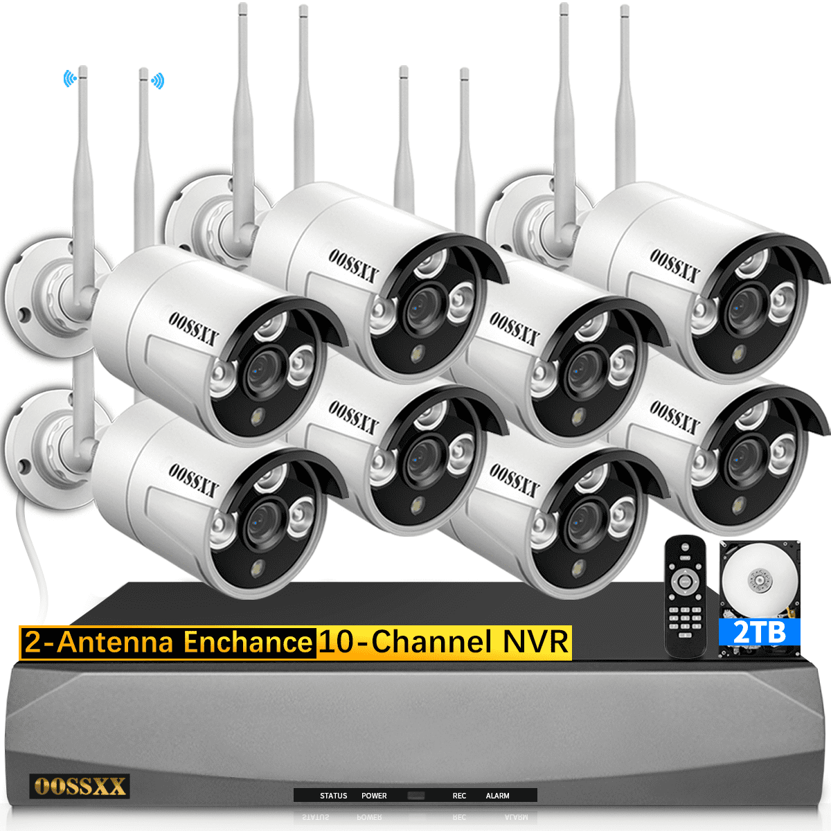 OOSSXX 3.0MP Wireless Security Camera System, 8Channel Cameras with