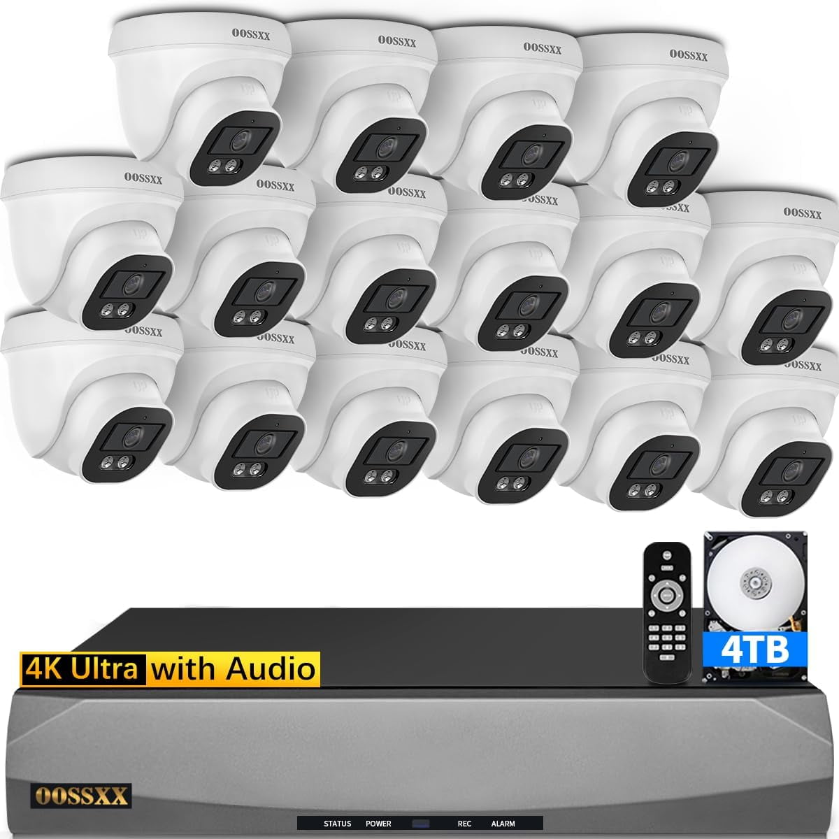 OOSSXX (4K/8.0 Megapixel & 130 Ultra Wide-Angle) with Audio PoE Dome Outdoor Home Security Camera System Wired Outdoor Surveillance IP Cameras System