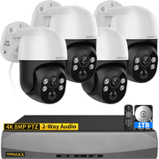 OOSSXX 4K PoE PTZ Security Camera System, Auto Tracking, 4CH 1TB HDD