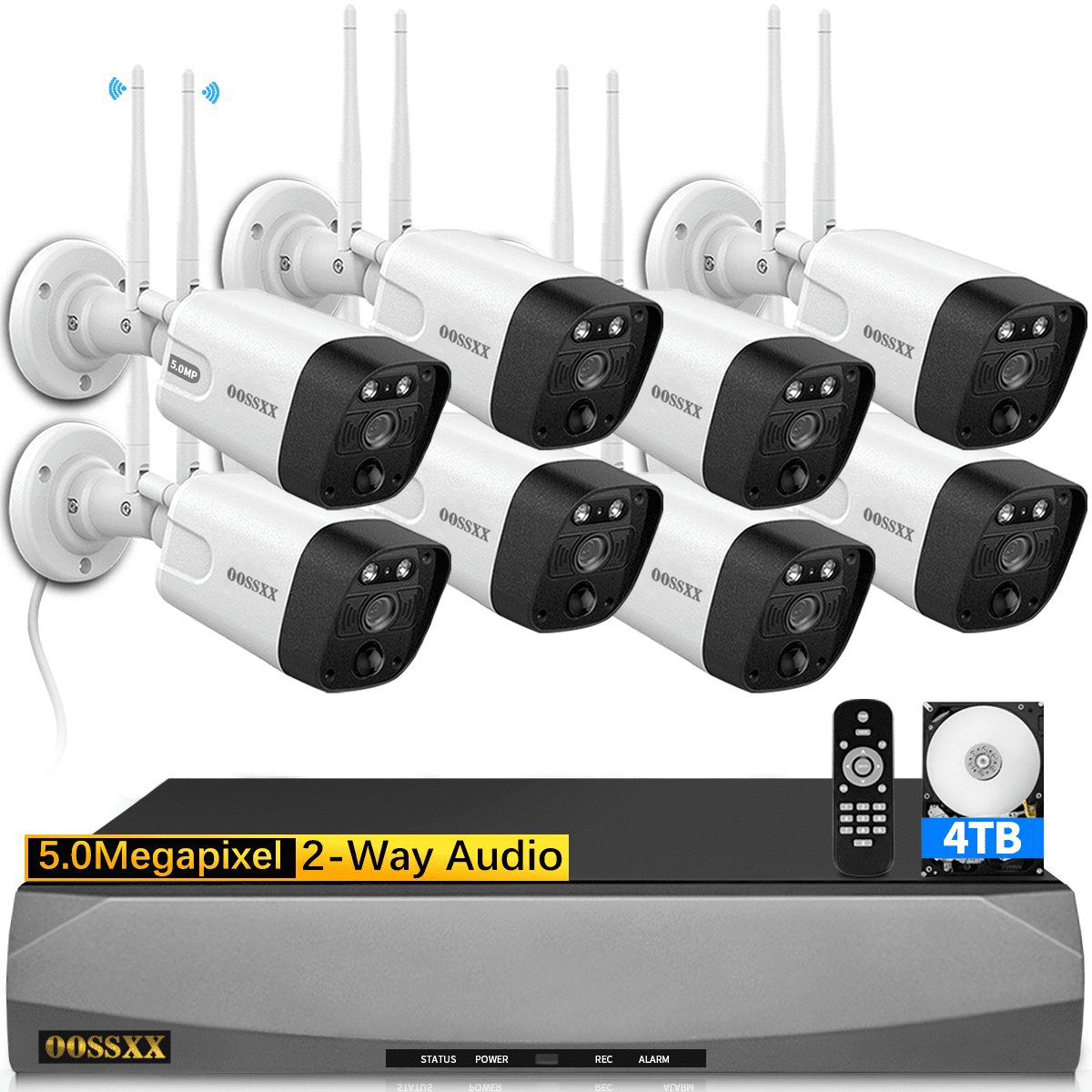 OOSSXX 5.5MP Security Camera System,8PcsOutdoor camera, Security Cameras Wireless Wifi ,night vision surveillance cameras, 2-Way Audio