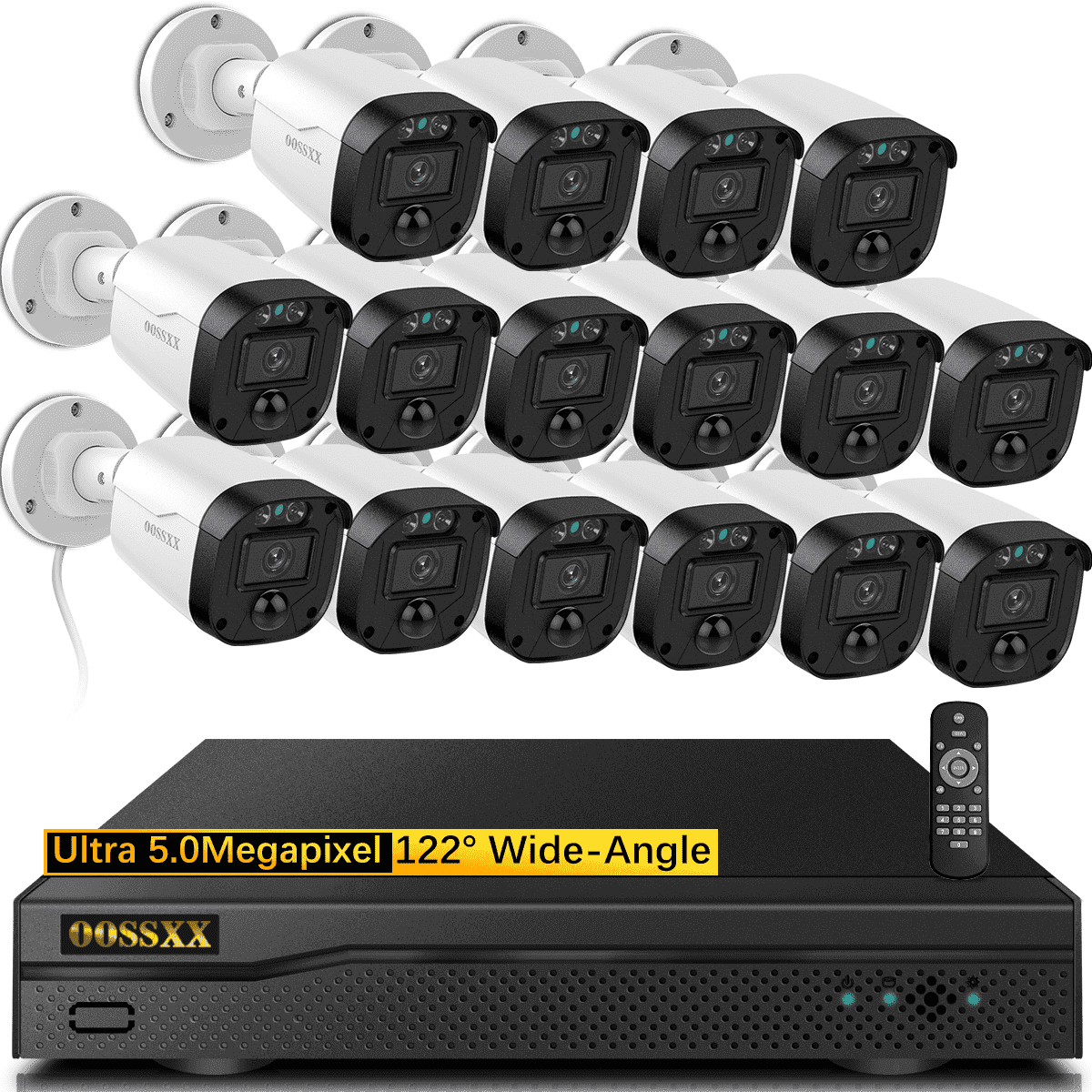 OOSSXX 5MP CCTV Camera Outdoor Wired,16 Outdoor video cameras with 80Ft ...