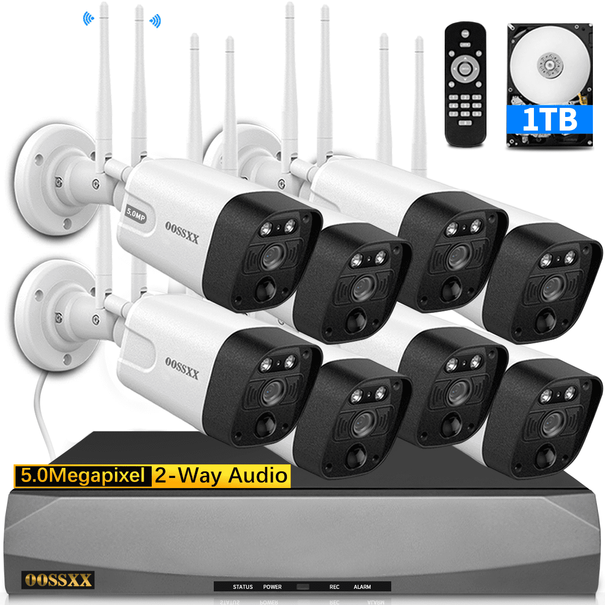 OOSSXX 5MP Home Security Wireless Outdoor Camera System with 2Way