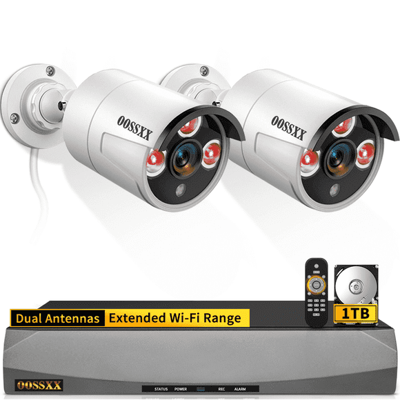 OOSSXX Outdoor Wired Security Camera System, 5MP POE Surveillance Cameras with Audio for Home Security