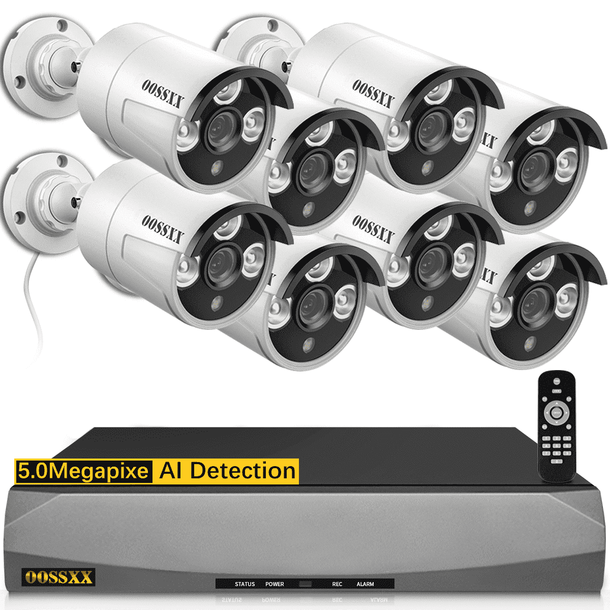 OOSSXX 5MP PoE Security Camera System with 8 Hardwired Outdoor Cameras ...