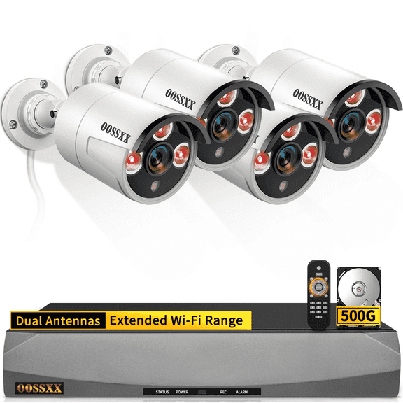 OOSSXX Outdoor Wired Security Camera System, 5MP POE Surveillance Cameras with Audio for Home Security