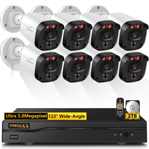 OOSSXX 5MP Wired Outdoor Security Camera with 80FT Night Vision, Surveillance Video Equipment for Indoor Use