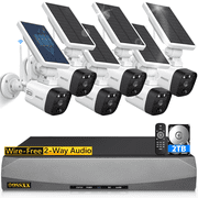 OOSSXX 6-Channel Solar Outdoor Wireless Security Cameras, Surveillance Camera System with Dual Antennas